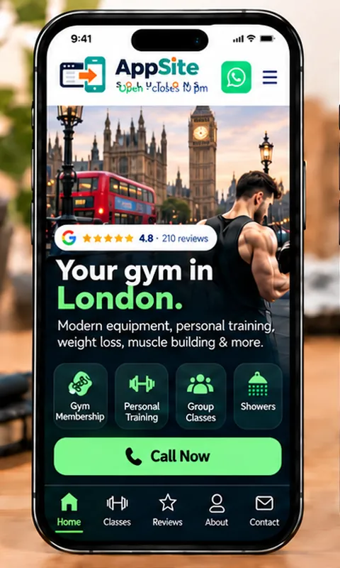 App-style website on a phone